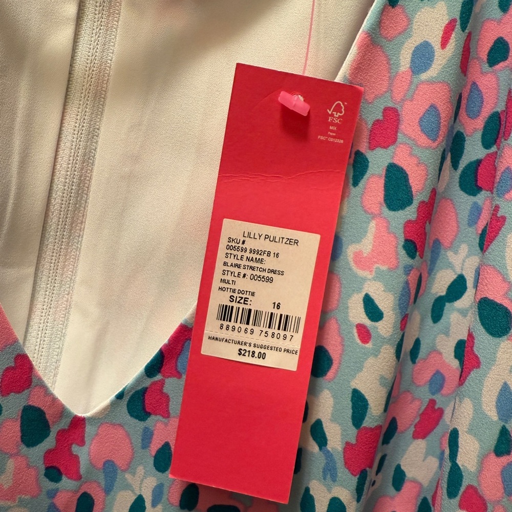NWT Lilly Pulitzer Blaire Stretch Dress in Hottie Dottie! Size 16